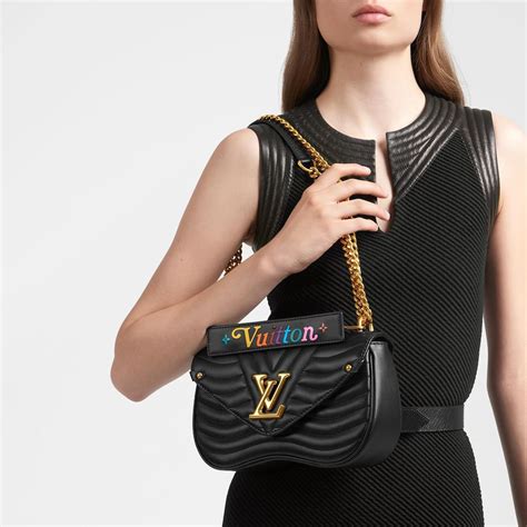 louis vuitton new wave chain bag mm black|louis vuitton chain wallet felicie.